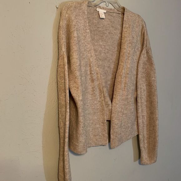 XS H & M Basic tan beige long sleeve open front knit cardigan sweater - Picture 7 of 13